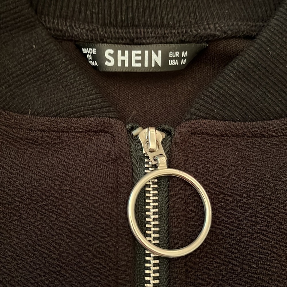SHEIN Embroidered Sleeve Zip Up Bomber Jacket - Picture 2 of 4